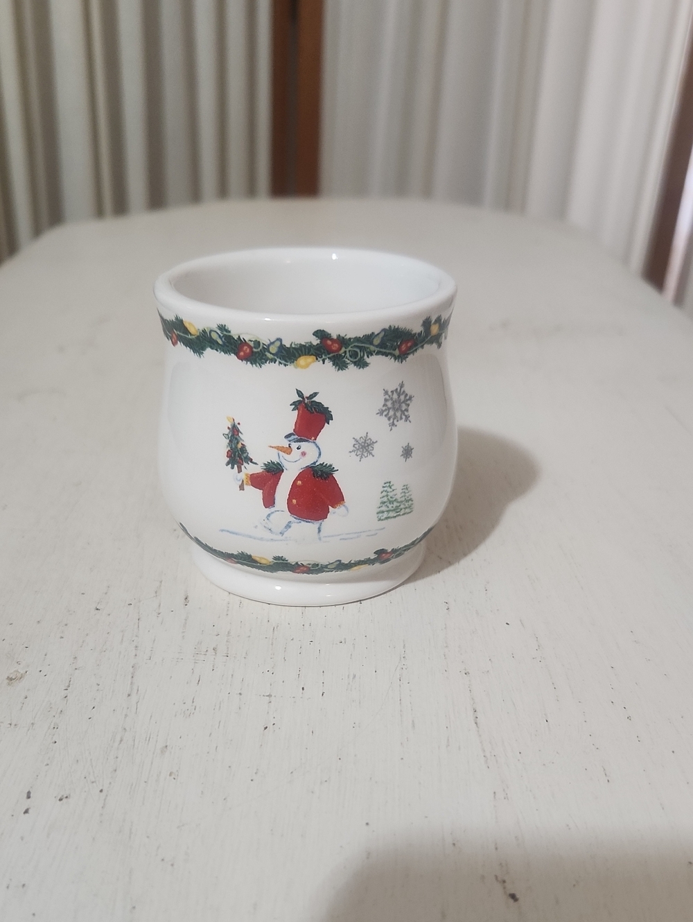 Vintage The White Barn Candle Co Ceramic Snowman Votive Candle Holder Holiday